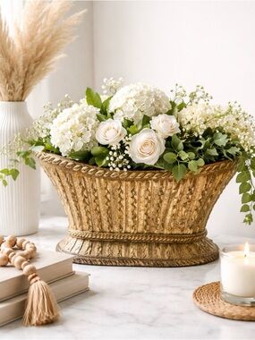 Vintage John Richard Gold Planter Hollywood Regency Oval